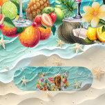 Skate Coquetel Praia Frutas Tropicais Oceano Onda<br><div class="desc">Um skate de praia tropical para um entusiasta que adora patinar. Perfeito para um presente para comemorar seu último voo antes do anel. Convide, aproveite e comemore com sua família mais próxima e mais querida, amigos. Presente ideal para o tema "ondas tropicais do oceano" / "cocktail de praia". As design,...</div>