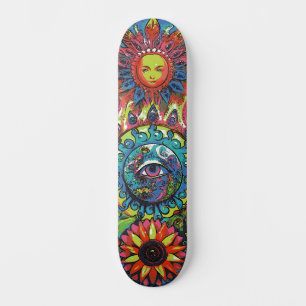 Skate Cor Abstrata Psicodélica Colorida da Moda Terceiro