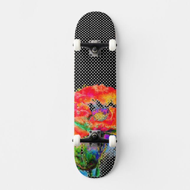 Skate Cor-de-água floral vermelha Elegante abstrato (Frente)