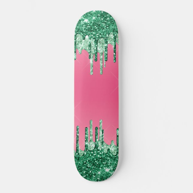 Skate Cor de Melancia Rosa Cinzenta Verde (Frente)