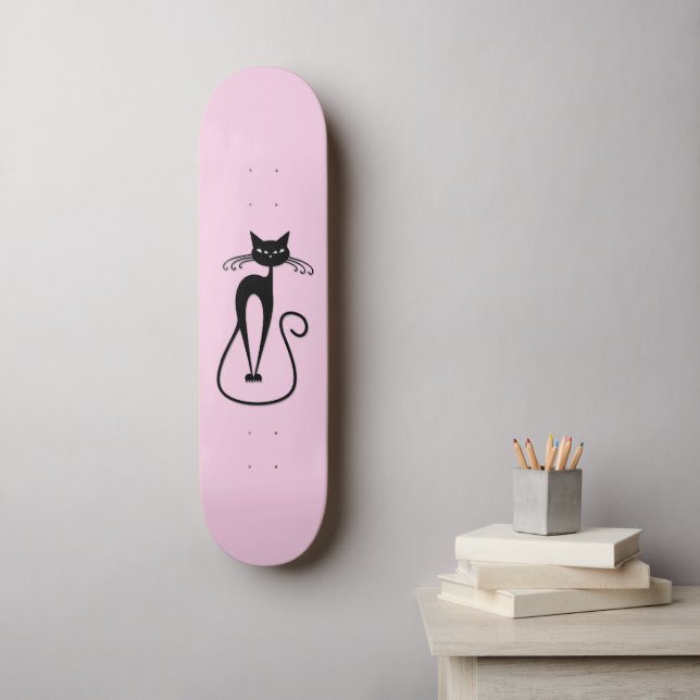 Skate Cor-de-rosa branco preto (Arte de parede)