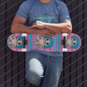 Skate Cor-de-rosa + Torquoise Blue Voodoo Doll