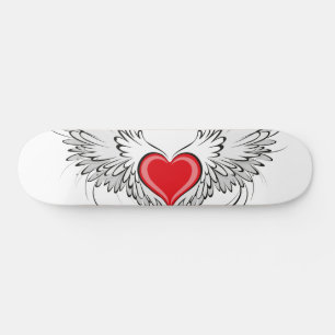 Skate Coração Anjo Vermelho com asas