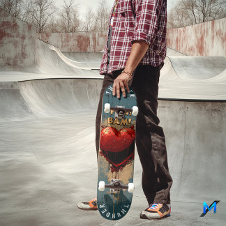 Skate Coração de Arte Pop Ousada & Efeitos de Quadrinhos