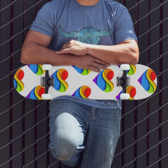 Skate Coração em forma de camadas de arco-íris SlipperyJ (Ao ar livre 3)