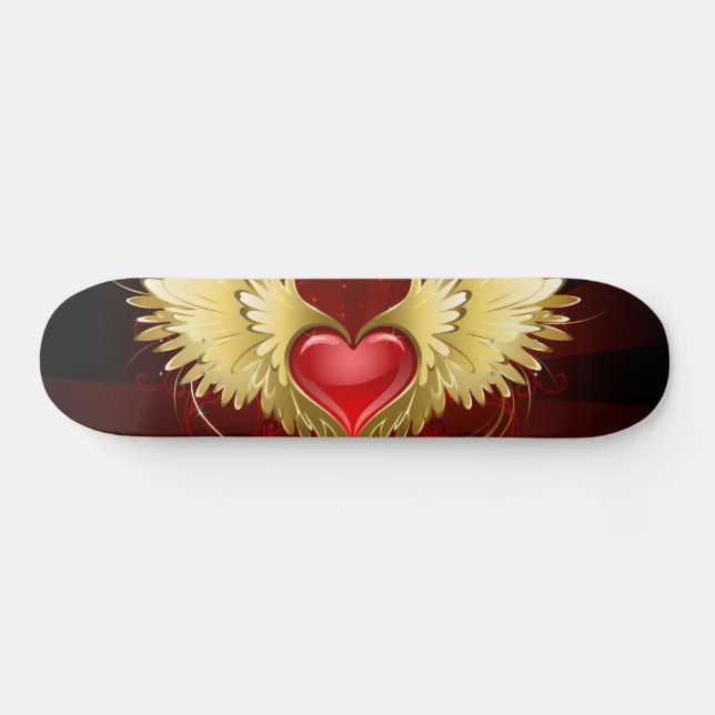 Skate Coração Vermelho com Asas Ouros (Horz)