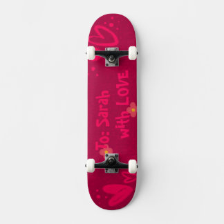 Skate Corações Cor-de-Rosa Desenhados à Mão & Romântico
