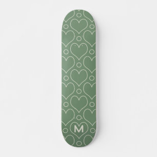 Skate Corações de Amor e Padrão de Bolinhas em Verde