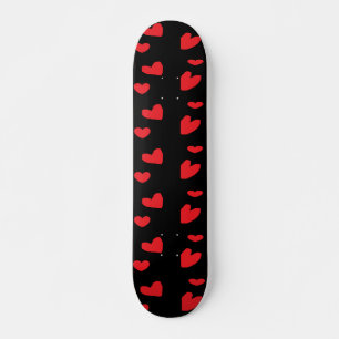 Skate Corações de amor vermelho em preto
