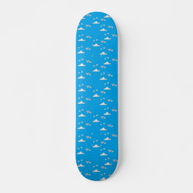 Skate Corações e nuvens em azul (Frente)