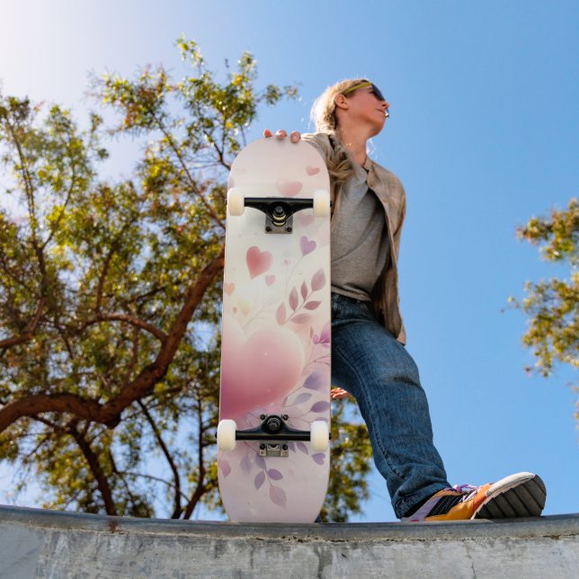 Skate Corações Pastéis Caprichosos Amor Floral Romântico (Ao ar livre 1)