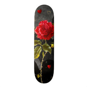 Skate Corações pretos do Grunge com rosa vermelha