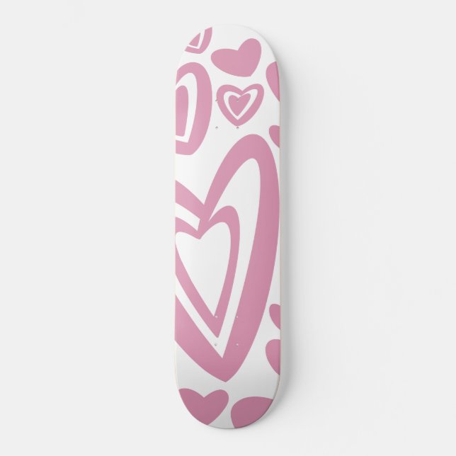 Skate Corações Rosa Padrão #1 #love #decor #art (Frente)