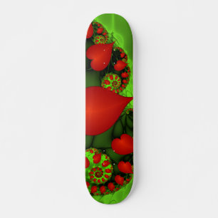 Skate Corações Vermelhos Dançam Arte Fractal Moderna