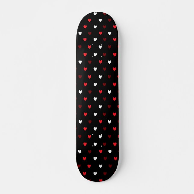 Skate Corações vermelhos e brancos em preto (Frente)