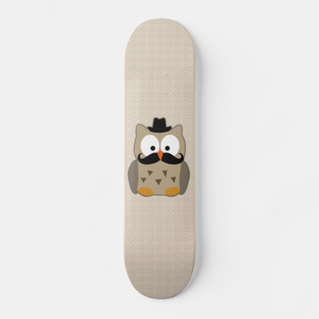 Skate Coruja com bigode e chapéu (Frente)