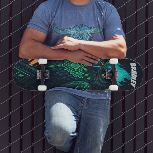 Skate "Coruja Mística" - Deck Personalizado do Skateboar (Ao ar livre 3)