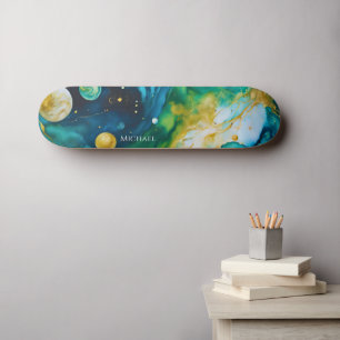 Skate Cosmos Dourado de Álcool Verde Azul