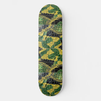 Skate Couro de Dragão Crocodilo Jacaré Amarelo Verde