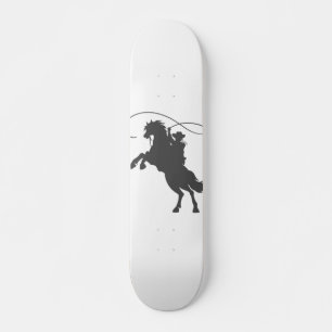 Skate cowboy throwing lasso riding rearing up horse