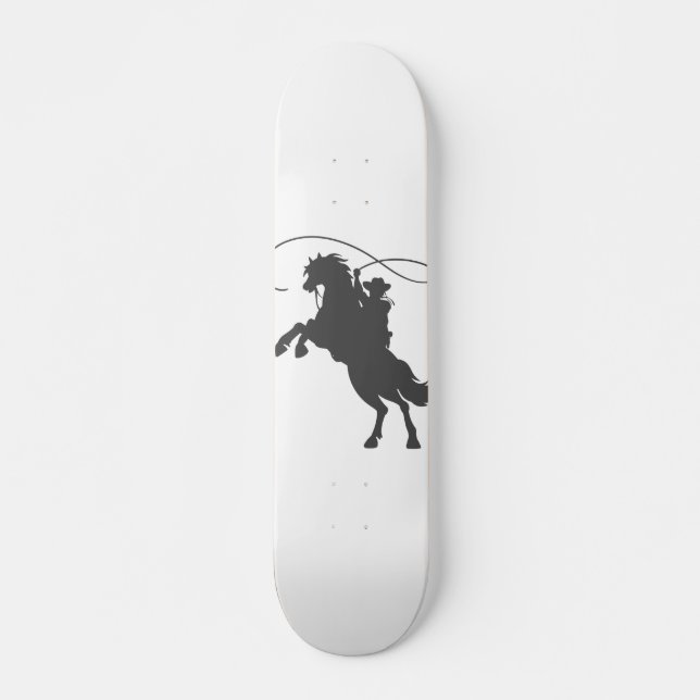 Skate cowboy throwing lasso riding rearing up horse (Frente)