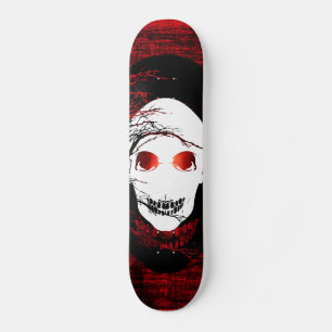 Skate Crânio branco de Halloween com luz vermelha mágica