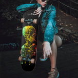 Skate Crânio do esqueleto com cigarro queimado Van Gogh<br><div class="desc">Jamaica Rasta colore vermelho,  verde e dourado a pintura de Vincent Van Gogh do crânio de um esqueleto com cigarro queimado. Fundo preto com efeito de gotejamento. Excelente para Caribes e amantes do trabalho de arte vintage.</div>