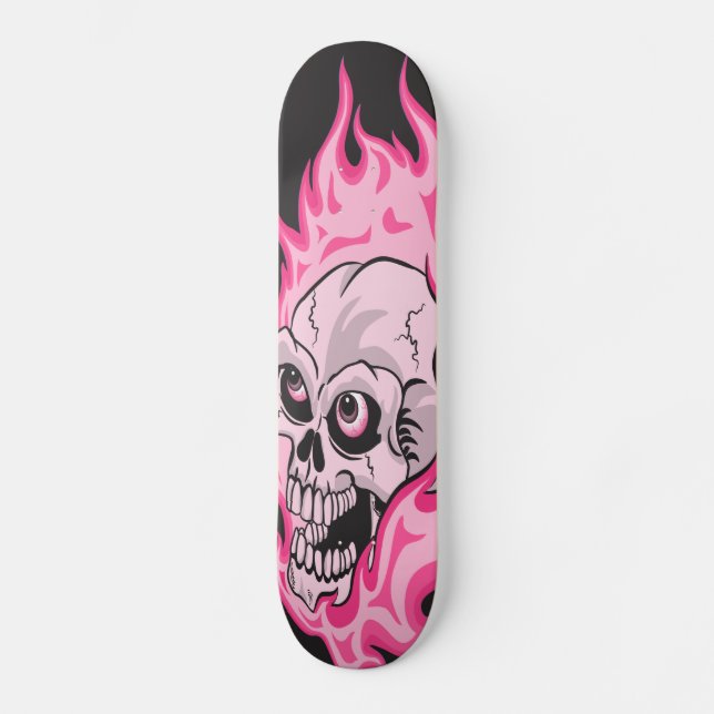 Skate Crânio flamejante cor-de-rosa (Frente)
