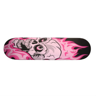 Skate Crânio flamejante cor-de-rosa
