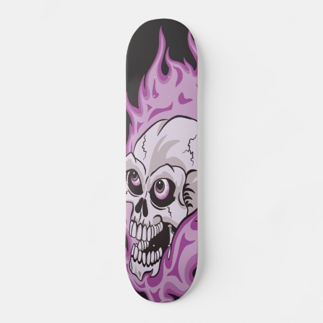 Skate Crânio flamejante roxo (Frente)