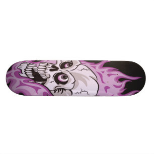 Skate Crânio flamejante roxo