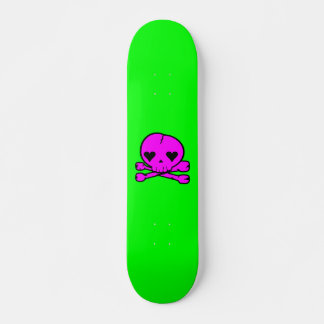 Skate Crânio Kawaii Gótico Lolita Verde e Rosa