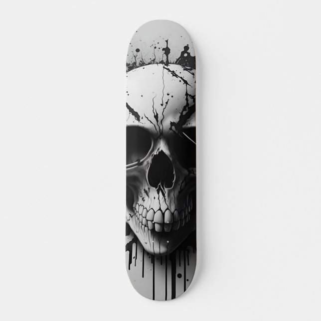 Skate Crânio preto e branco 3 - Numb-Skulls Design (Frente)