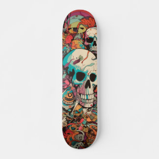 Skate Crânio psicodélico colorido