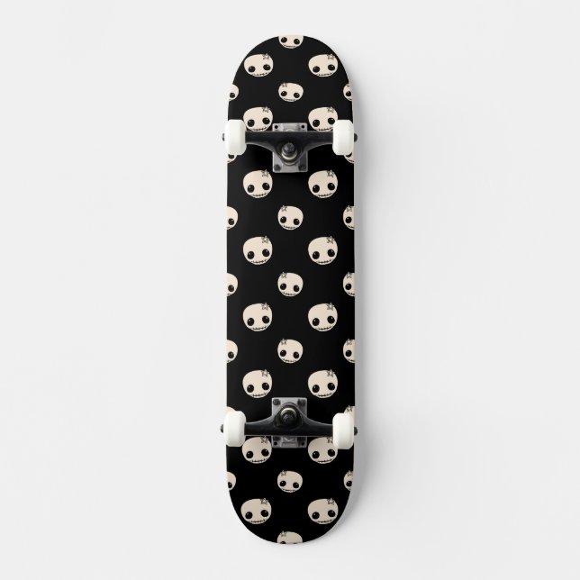 Skate Crânios de desenho com Arco estelar em fundo preto (Frente)