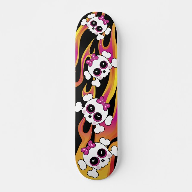 Skate Crânios de Flaming Bonitos (Frente)