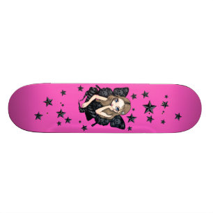 Skate Crânios e estrelas fadas góticas cor-de-rosa ska
