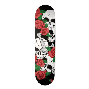 Skate Crânios e rosas