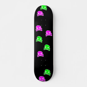 Skate Cránios Kawaii Goth Lolita Preto Rosa Verde