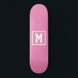 Skate Create Your Own Monogram Template Pink and White<br><div class="desc">Create Your Own Monogram Template Pink and White skateboard. Easily add the monogram initial in white color on a dark background. choose the deck type from the options menu.</div>