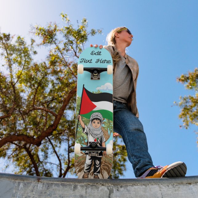 Skate Criança com Keffiyeh Palestine Flag e Olive Tree (Ao ar livre 1)