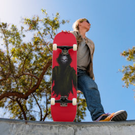 Skate Criatura Monstro Gótico de Terror Vermelho Escuro
