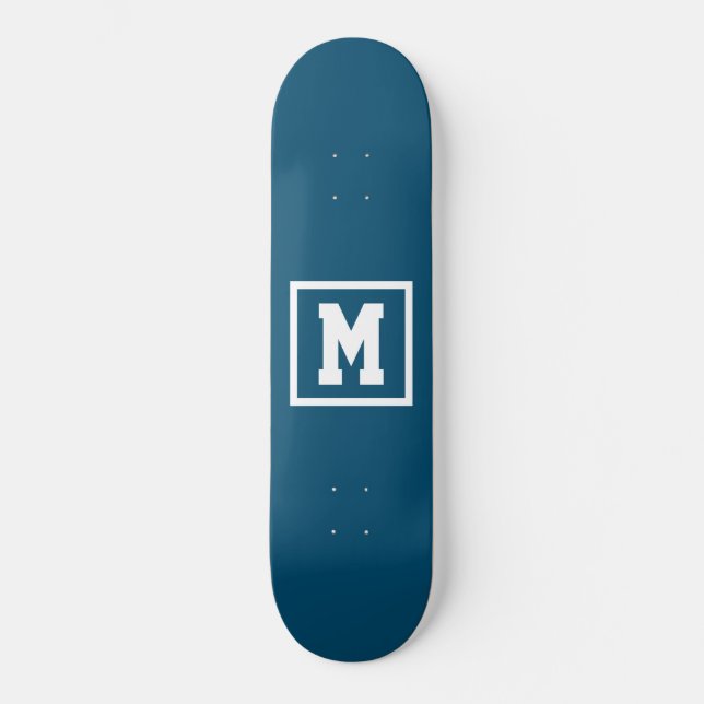 Skate Crie seu próprio monograma Modelo azul e branco (Frente)