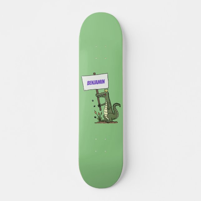 Skate Crocodilo engraçado, alinhador com cartoon (Frente)