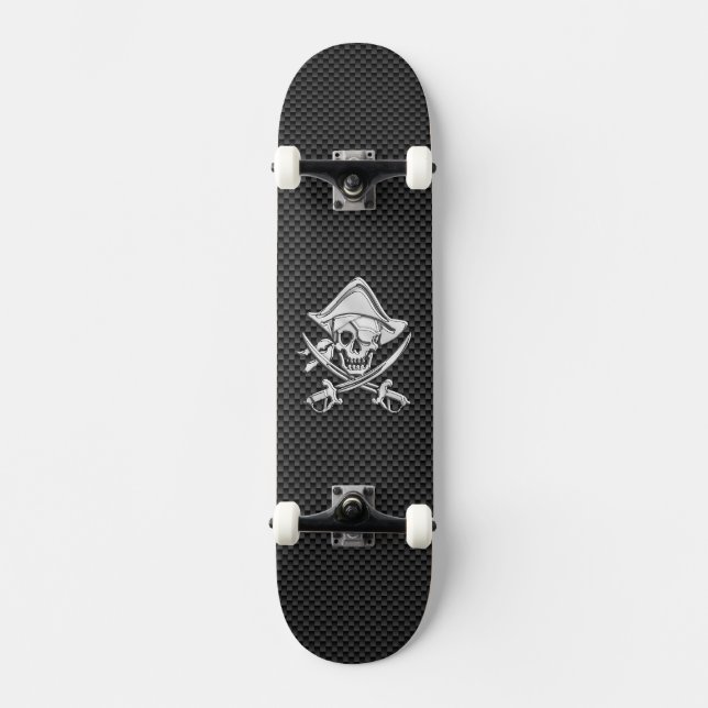 Skate Cromo como pirata em fibra de carbono negro (Frente)