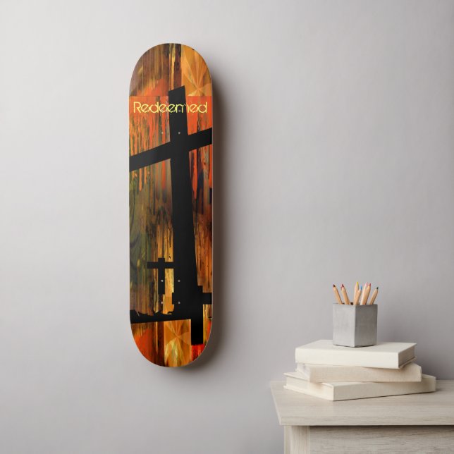 Skate Cruz Abstrata Cristã Redimida (Arte de parede)