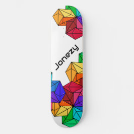 Skate Cubos aleatórios Rainbow 3D Brilhante em branco Ad