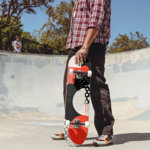 Skate Curvas em vermelho, cinza e preto