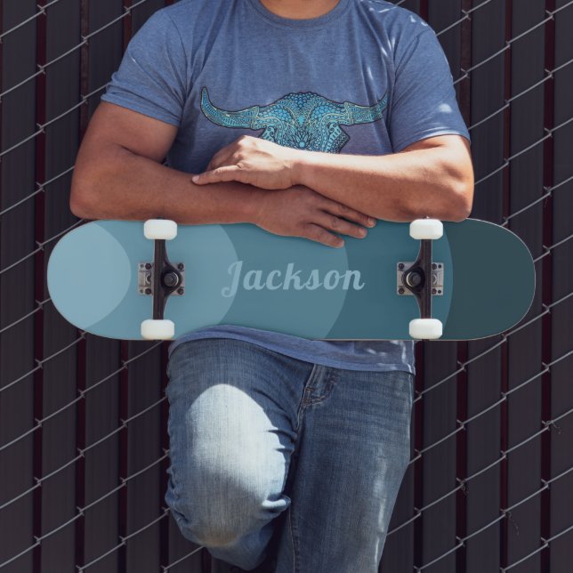 Skate Curvas modernas retrô azuis personalizadas  (Ao ar livre 3)