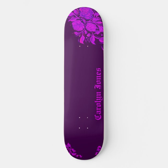 Skate Custom Vintage Gothic Rose Engraving (Frente)